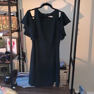 Emerald Fit & Flare Cold Shoulder Dress